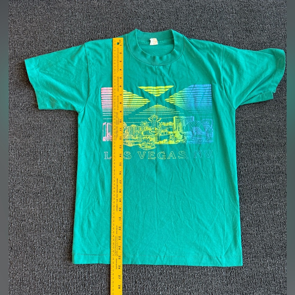 Vintage 80's Las Vegas T Shirt Adult Medium Green Single Stitch Tourist Casino - Picture 5 of 5